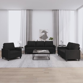 3-piece sofa set with black fabric cushions by , Sofas - Ref: Foro24-3201432, Price: 699,46 €, Discount: %