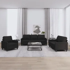 3-piece sofa set with black fabric cushions by , Sofas - Ref: Foro24-3201432, Price: 686,52 €, Discount: %