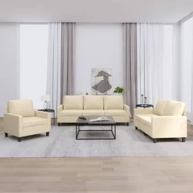 3-piece sofa set with cream fabric cushions by , Sofas - Ref: Foro24-3201430, Price: 630,71 €, Discount: %