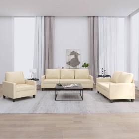 Juego de sofás con cojines 3 piezas tela crema de , Sofás - Ref: Foro24-3201430, Precio: 641,65 €, Descuento: %