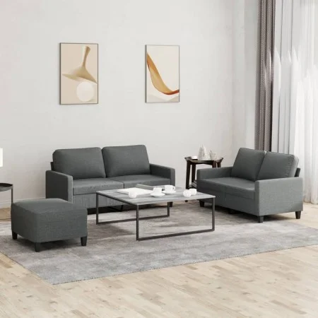 Juego de sofás con cojines 3 piezas tela gris oscuro de , Sofás - Ref: Foro24-3201453, Precio: 495,50 €, Descuento: %