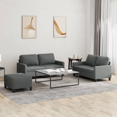 Set Sofas mit Kissen 3 Stück dunkelgrauer Stoff von , Sofas - Ref: Foro24-3201453, Preis: 503,88 €, Rabatt: %