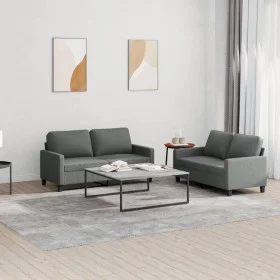 2-piece dark gray fabric sofa set with cushions by , Sofas - Ref: Foro24-3201445, Price: 438,02 €, Discount: %