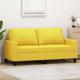 Sofá de 2 plazas de tela amarillo claro 140 cm