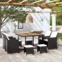 Set comedor de jardín 9 pzas ratán sintético y madera negro de vidaXL, Conjuntos de jardín - Ref: Foro24-42530, Precio: 602,4...