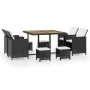 Garten-Essgruppe, 9-teilig, synthetisches Rattan und schwarzes Holz von vidaXL, Gartensets - Ref: Foro24-42530, Preis: 602,45...