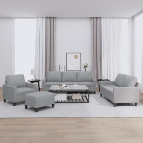 Sofagarnitur mit Kissen 4-teilig aus hellgrauem Stoff von , Sofas - Ref: Foro24-3201436, Preis: 647,77 €, Rabatt: %