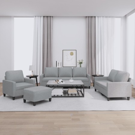 Sofa set with cushions 4 pieces light gray fabric by , Sofas - Ref: Foro24-3201436, Price: 647,77 €, Discount: %