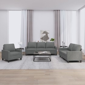Juego de sofás con cojines 3 piezas tela gris oscuro de , Sofás - Ref: Foro24-3201429, Precio: 675,66 €, Descuento: %