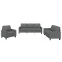 Sofa set with cushions 3 pieces dark gray fabric by , Sofas - Ref: Foro24-3201429, Price: 663,67 €, Discount: %