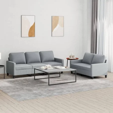 Sofa set with cushions 2 pieces light gray fabric by , Sofas - Ref: Foro24-3201460, Price: 461,95 €, Discount: %