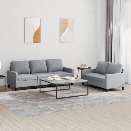 Sofagarnitur mit Kissen 2-teilig aus hellgrauem Stoff von , Sofas - Ref: Foro24-3201460, Preis: 469,48 €, Rabatt: %