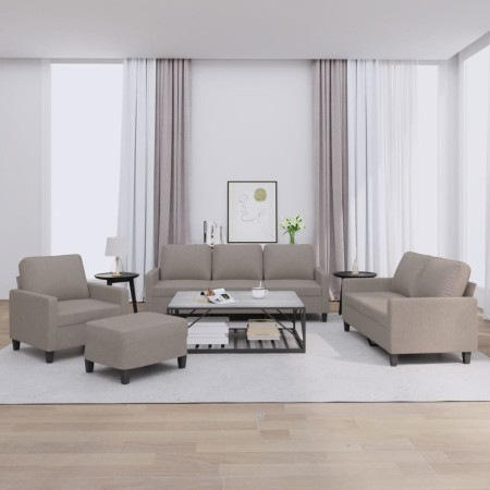 Sofa set with cushions 4 pieces taupe gray fabric by , Sofas - Ref: Foro24-3201443, Price: 704,92 €, Discount: %