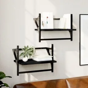 Estantes de pared con barras 2 unidades negro 40x25x30 cm by , Shelves and shelves - Ref: Foro24-836238, Price: 21,82 €, Disc...