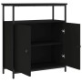 Aparador de madera de ingeniería negro 70x30x80 cm