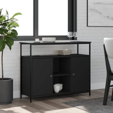 Aparador de madera de ingeniería negro 100x35x80 cm by , Sideboards - Ref: Foro24-835499, Price: 91,04 €, Discount: %