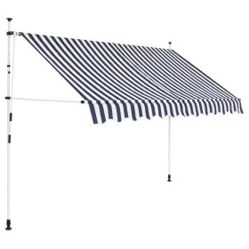 Retractable manual awning in blue and white striped, 250 cm. by vidaXL, Awnings - Ref: Foro24-43221, Price: 88,20 €, Discount: %