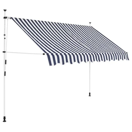 Retractable manual awning in blue and white striped, 250 cm. by vidaXL, Awnings - Ref: Foro24-43221, Price: 88,20 €, Discount: %