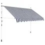 Retractable manual awning in blue and white striped, 250 cm. by vidaXL, Awnings - Ref: Foro24-43221, Price: 88,20 €, Discount: %