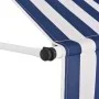 Retractable manual awning in blue and white striped, 250 cm. by vidaXL, Awnings - Ref: Foro24-43221, Price: 88,20 €, Discount: %