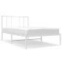 Metal bed frame with white headboard 80x200 cm by , Beds and slatted bases - Ref: Foro24-352520, Price: 56,83 €, Discount: %