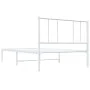 Metal bed frame with white headboard 80x200 cm by , Beds and slatted bases - Ref: Foro24-352520, Price: 56,83 €, Discount: %
