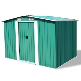 Caseta de jardín de metal 257x205x178 cm verde de vidaXL, Cobertizos - Ref: Foro24-42910, Precio: 316,22 €, Descuento: %