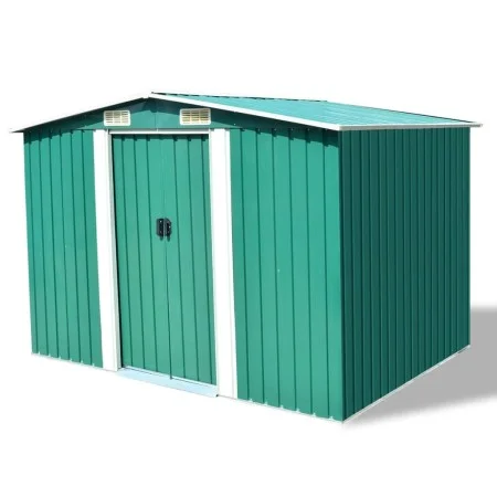 Caseta de jardín de metal 257x205x178 cm verde de vidaXL, Cobertizos - Ref: Foro24-42910, Precio: 324,76 €, Descuento: %