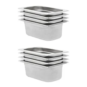 Gastronorm trays 8 units GN 1/4 100 mm stainless steel by , Buckets for steam tables - Ref: Foro24-50902, Price: 64,72 €, Dis...