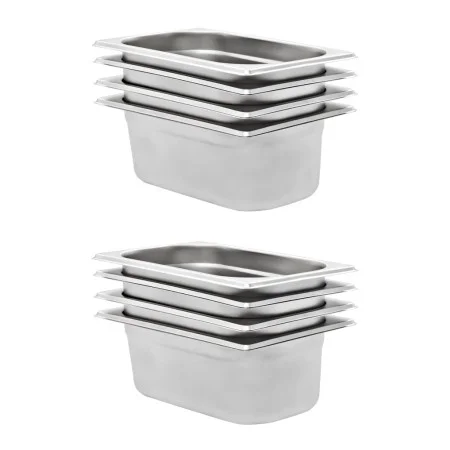 Gastronorm trays 8 units GN 1/4 100 mm stainless steel by , Buckets for steam tables - Ref: Foro24-50902, Price: 64,72 €, Dis...