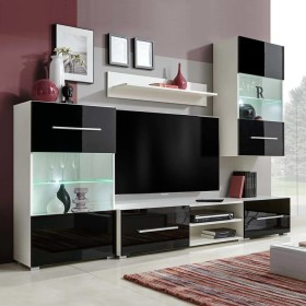 5-teiliges Wohnzimmermöbel-Set mit schwarzer LED-Beleuchtung von vidaXL, TV-Möbel - Ref: Foro24-243864, Preis: 393,37 €, Raba...