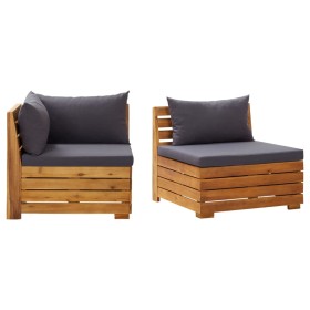 2-piece garden furniture set with solid acacia wood and cushions by , Modular outdoor sofas - Ref: Foro24-316086, Price: 323,...