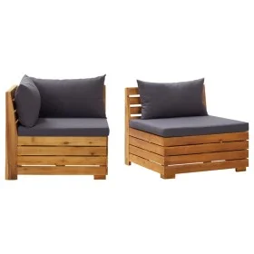 2-piece garden furniture set with solid acacia wood and cushions by , Modular outdoor sofas - Ref: Foro24-316086, Price: 318,...