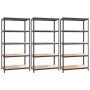 5-level shelf, 3 units, anthracite gray, made of steel and plywood by , Industrial shelving - Ref: Foro24-3154177, Price: 122...