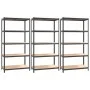 5-level shelf, 3 units, anthracite gray, made of steel and plywood by , Industrial shelving - Ref: Foro24-3154177, Price: 136...