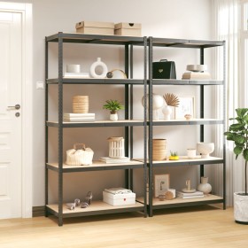 Shelving 5 levels 2 units anthracite gray steel and plywood by , Industrial shelving - Ref: Foro24-152868, Price: 78,48 €, Di...
