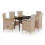 Juego de comedor de jardín de 7 piezas con cojines beige de , Conjuntos de jardín - Ref: Foro24-3099458, Precio: 773,13 €, De...