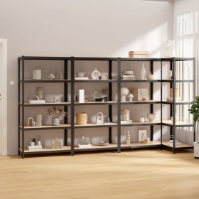 Shelving 5 levels 4 units anthracite gray steel and plywood by , Industrial shelving - Ref: Foro24-3154178, Price: 152,85 €, ...