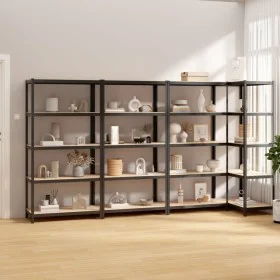 Shelving 5 levels 4 units anthracite gray steel and plywood by , Industrial shelving - Ref: Foro24-3154178, Price: 177,41 €, ...