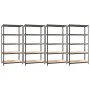 Shelving 5 levels 4 units anthracite gray steel and plywood by , Industrial shelving - Ref: Foro24-3154178, Price: 177,41 €, ...