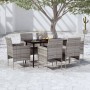 Juego de comedor de jardín 7 piezas con cojines gris y negro