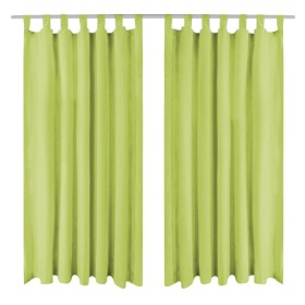 Cortinas de micro-raso con bucles 2 unidades 140x245 cm verde