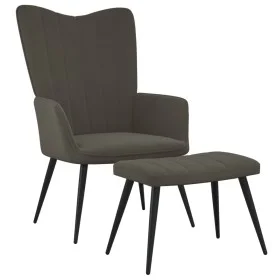 Silla de relajación con taburete terciopelo gris oscuro de , Sillones - Ref: Foro24-327689, Precio: 130,04 €, Descuento: %
