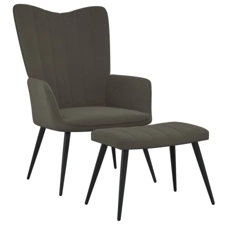 Silla de relajación con taburete terciopelo gris oscuro de , Sillones - Ref: Foro24-327689, Precio: 130,04 €, Descuento: %