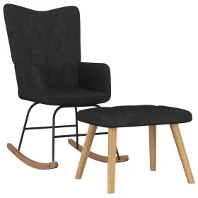 Schaukelstuhl mit Fußstütze aus schwarzem Stoff von , Schaukelstühle - Ref: Foro24-327628, Preis: 131,39 €, Rabatt: %