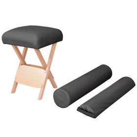 Folding massage stool 12 cm thick and 2 heads black by vidaXL, massage chairs - Ref: Foro24-110147, Price: 76,44 €, Discount: %