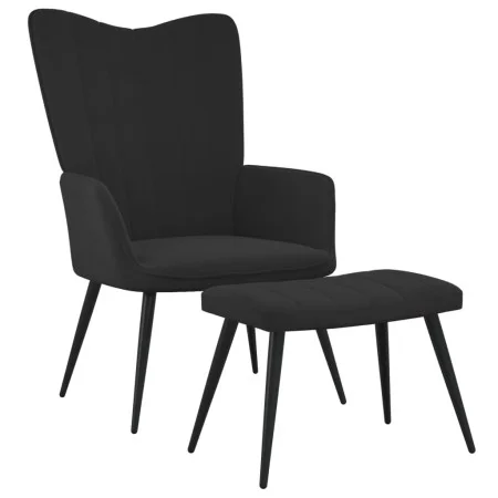 Entspannungsstuhl mit Fußstütze aus schwarzem Samt von , Sessel - Ref: Foro24-327694, Preis: 128,95 €, Rabatt: %