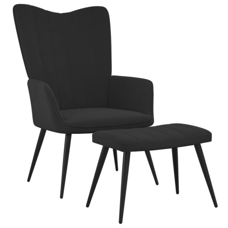 Entspannungsstuhl mit Fußstütze aus schwarzem Samt von , Sessel - Ref: Foro24-327694, Preis: 131,43 €, Rabatt: %