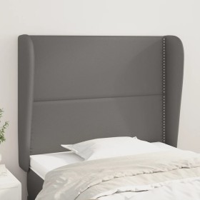 Cabecero con orejas cuero sintético gris 93x23x118/128cm de , Cabeceros y pies de cama - Ref: Foro24-3117898, Precio: 70,82 €...