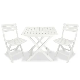 Folding garden bistro table and chairs 3 pieces white plastic by vidaXL, Garden sets - Ref: Foro24-43581, Price: 132,04 €, Di...